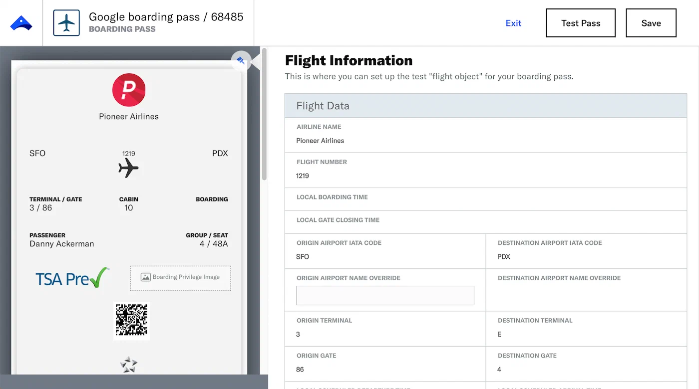 Flights and boarding passes Flights and boarding passes
