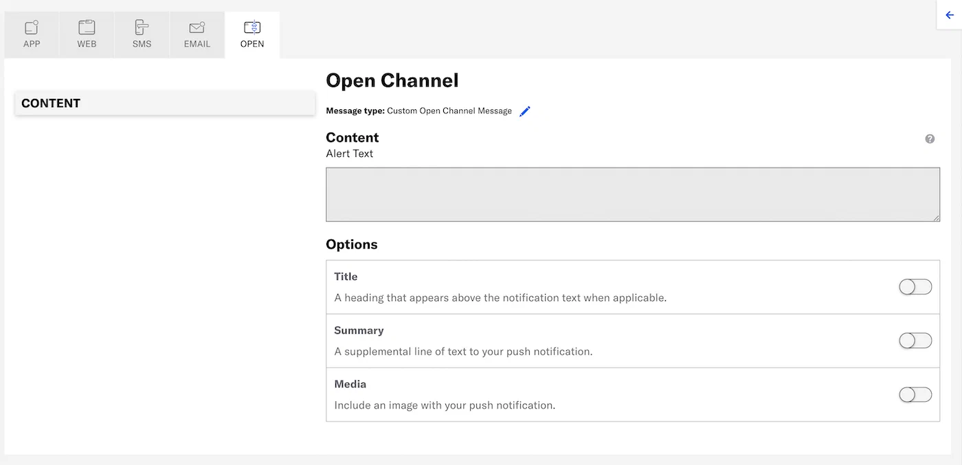 Open channel content Open channel content