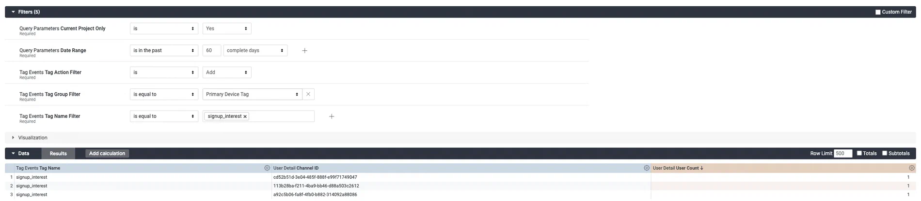 Custom queries and reference for the Tag Events Explore Custom queries and reference for the Tag Events Explore