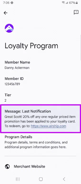 Wallet Push Notifications Wallet Push Notifications